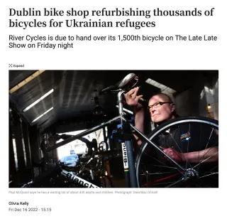 The Good Bike Project in The Irish Times 16th December 2022