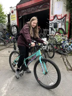 Receiving a bike from The Good Bike Project