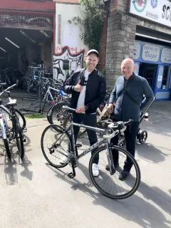 Receiving a bike from The Good Bike Project