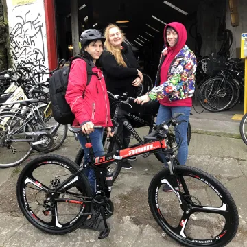 Receiving a bike from The Good Bike Project