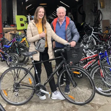 Receiving a bike from The Good Bike Project