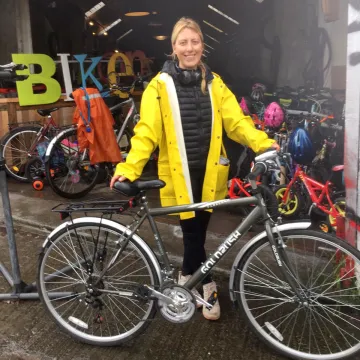 Receiving a bike from The Good Bike Project