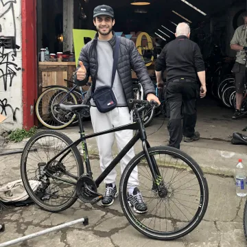 Receiving a bike from The Good Bike Project